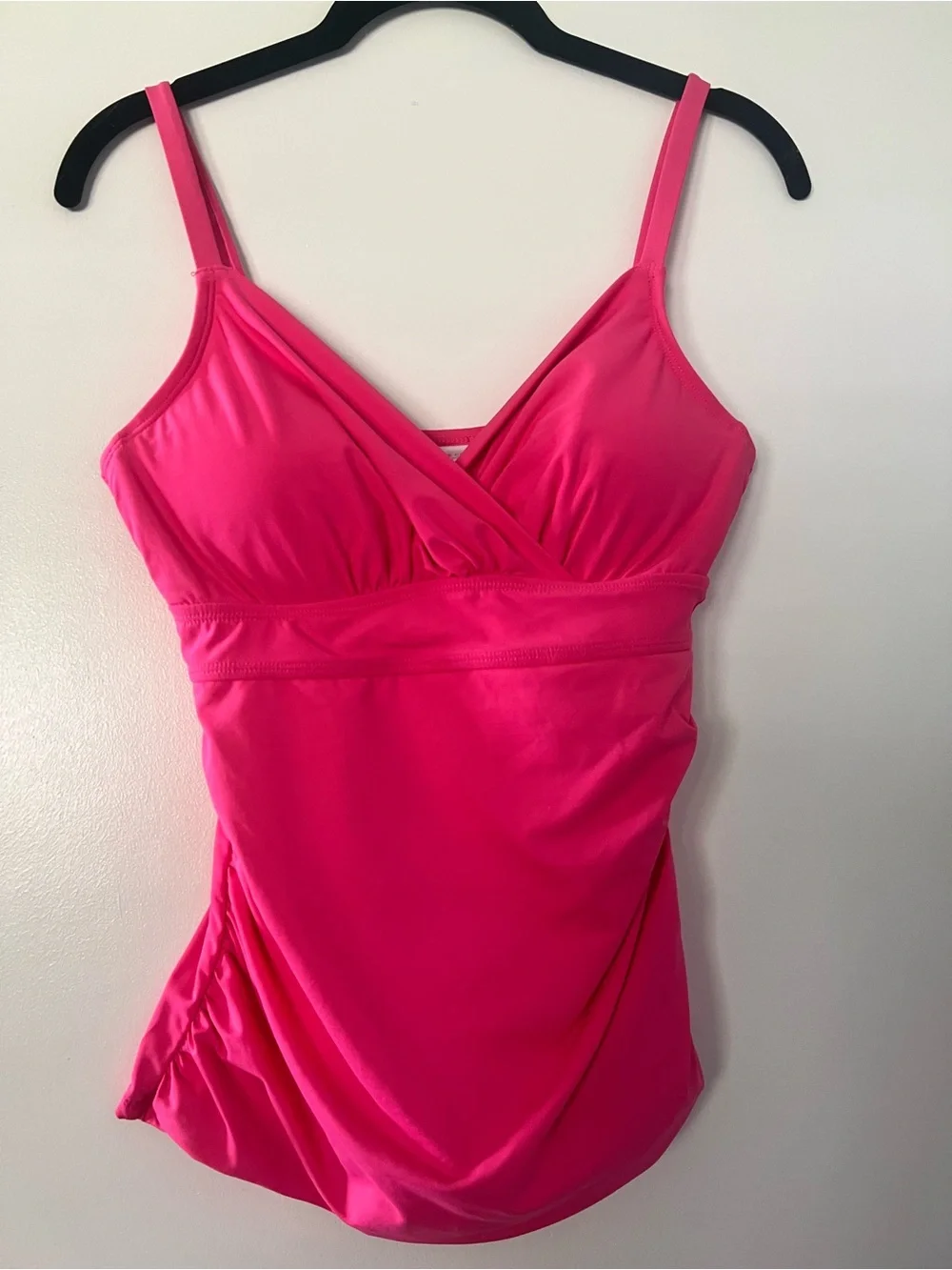 Anne Cole Hot Pink V-Neck Tankini Swim Top